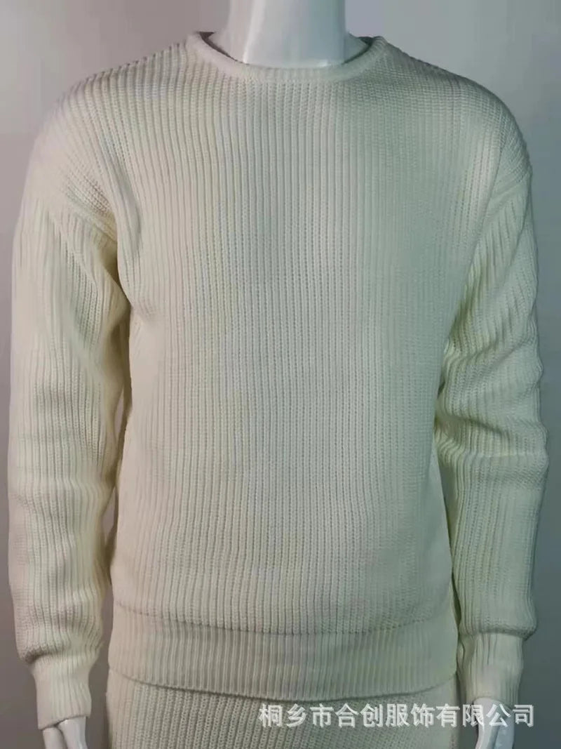 Men's Sweater for Autumn and Winter, European and American Fashion, Pullover, Solid Color, Knitted, Simple Inner Wear Sweater