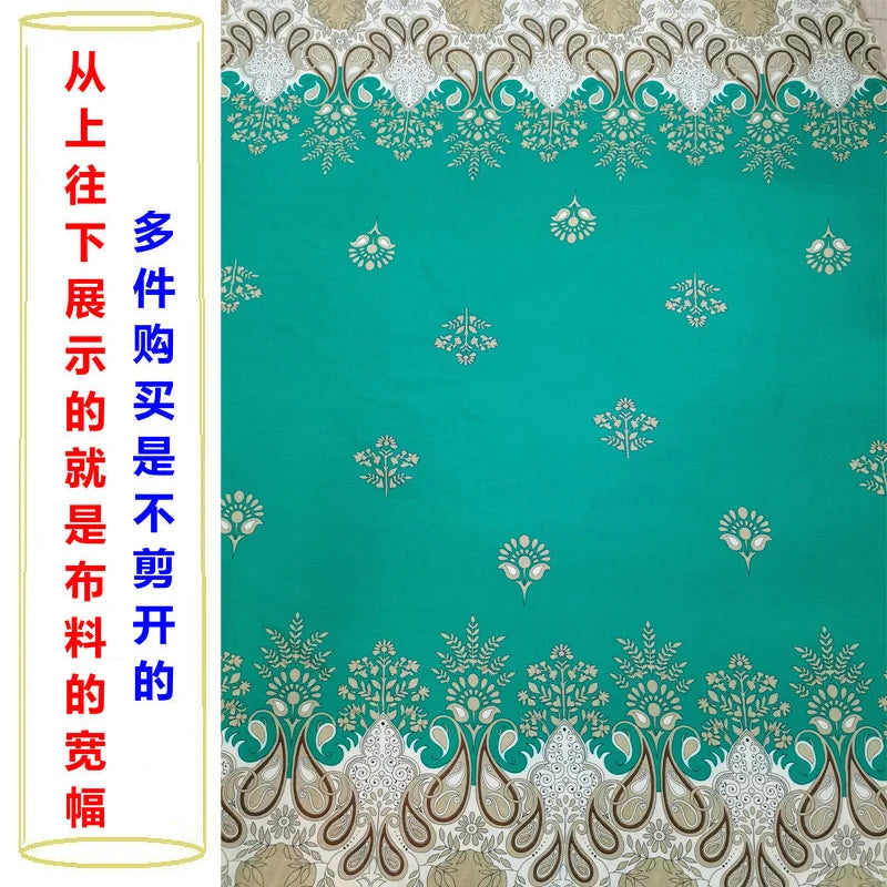 Summer Printed Rayon Fabric Soft Comfortable By The Meter for Women\'s Dress Shirts Diy Sewing Cloth Flowers Breathable Green