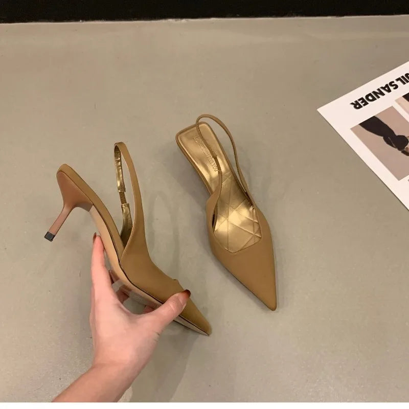 Ladies Shoes 2024 High Quality Slip on Women's Pumps Autumn Pointed Toe Solid Fashion Shallow Mouth High Heels