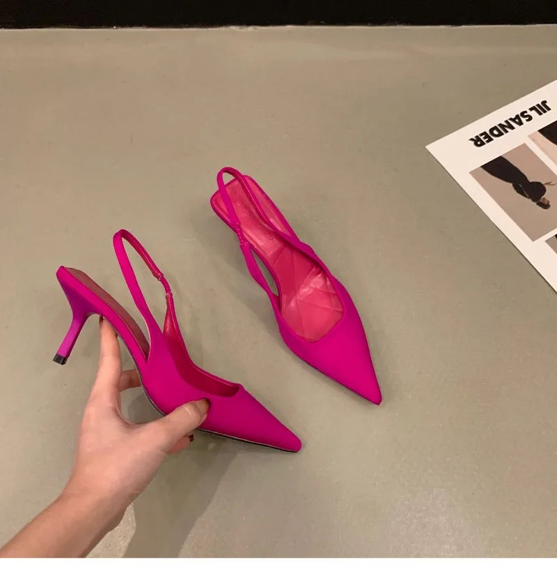 Ladies Shoes 2024 High Quality Slip on Women's Pumps Autumn Pointed Toe Solid Fashion Shallow Mouth High Heels