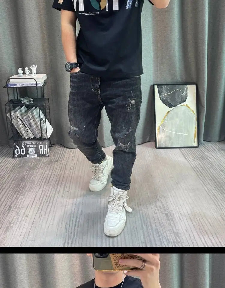 2023 Summer New Fashion Street Letter Printing T-Shirts Man Korean Style Round Neck Short Sleeve Loose Casual Cotton Pullovers