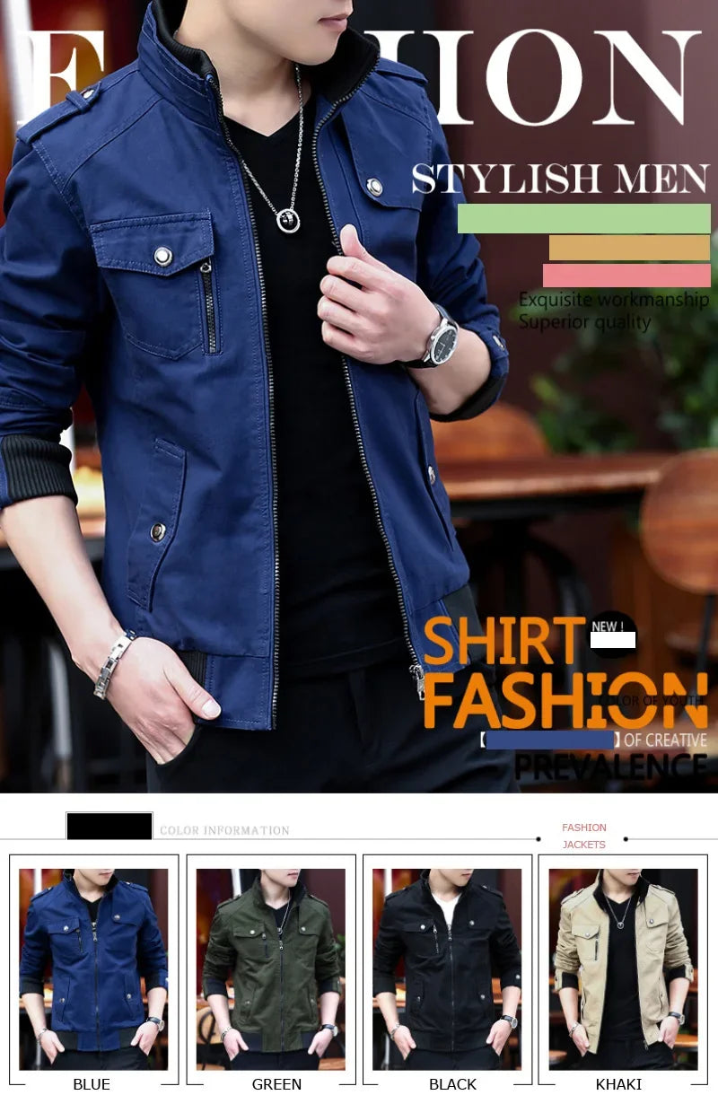 mens cargo jackets New Fashion bomber jacket mens wear simple British style Warm Windproof Jacket and coat baseball jacket male