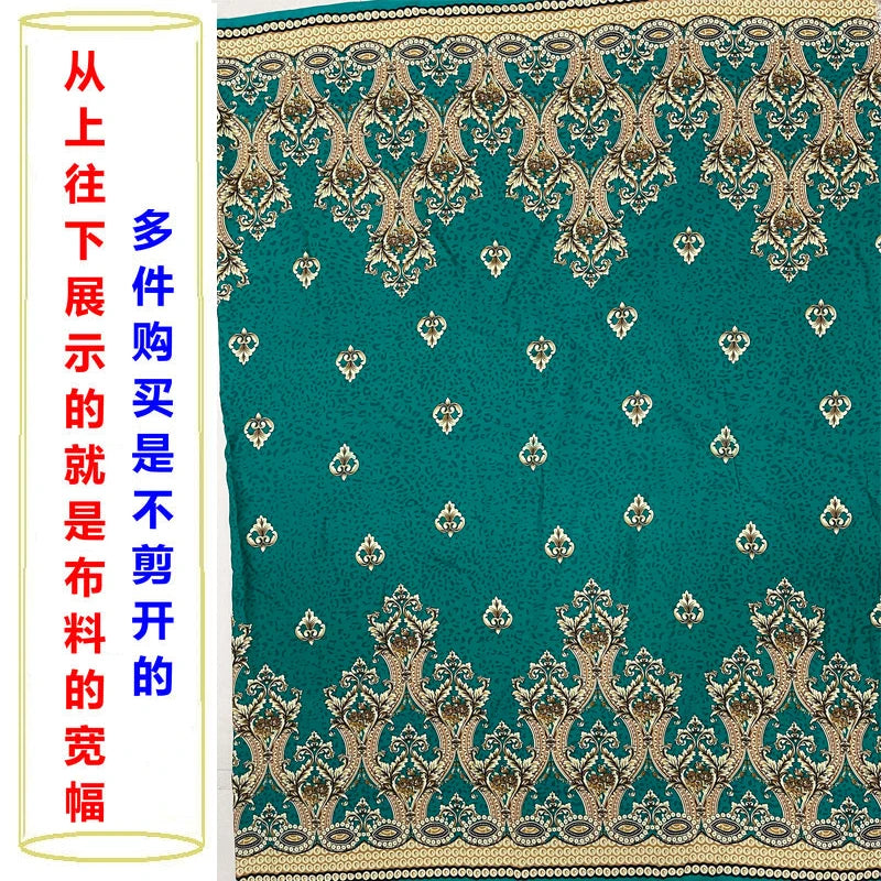 Summer Printed Rayon Fabric Soft Comfortable By The Meter for Women\'s Dress Shirts Diy Sewing Cloth Flowers Breathable Green