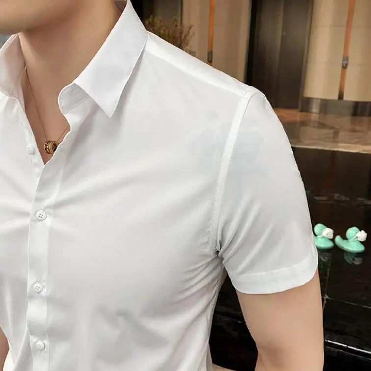 Black Man Tops Plain Shirts And Blouses For Men Short Sleeve Clothing With Collar Luxury Social Aesthetic Designer Original Cool