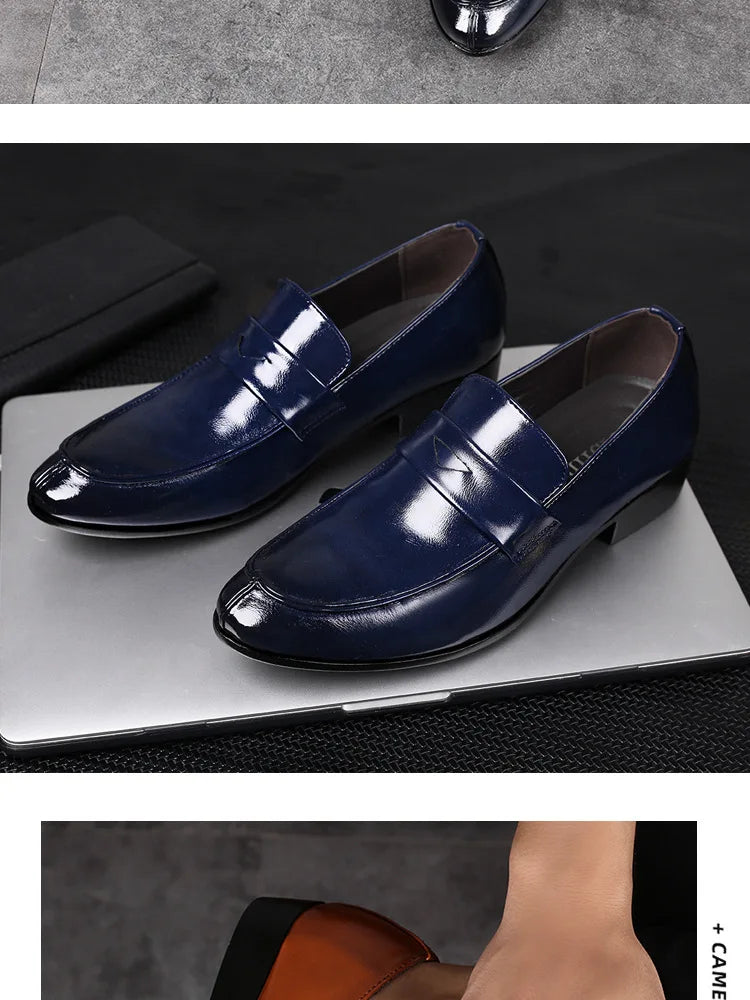 Men's Shoes Loafers Dress Man British Casual Single Leather Small Square Toe Mens Genuine Shoe Formal Black Elegant Good Quality
