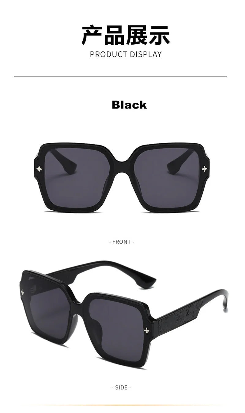 Fashion Square Frame Sunglasses for Women Luxury UV Protection Large Frame All-Match DS-8052-1