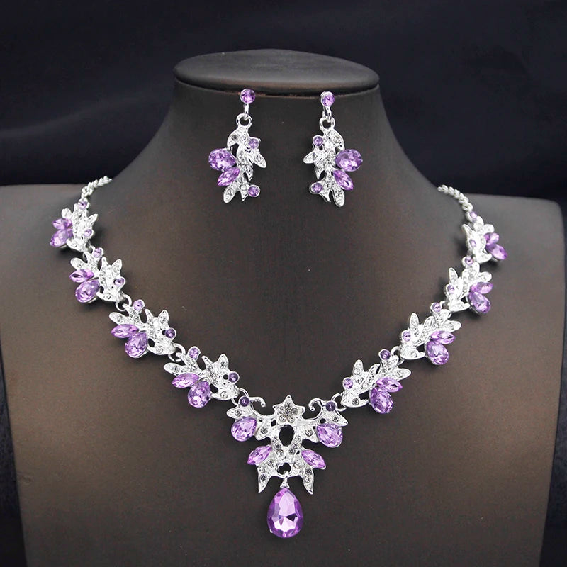 14 Color Fashion Necklace Sets for Women Waterdrop Collar Choker Necklace Earring Jewelry Set for Prom Birthday Bridal Wedding