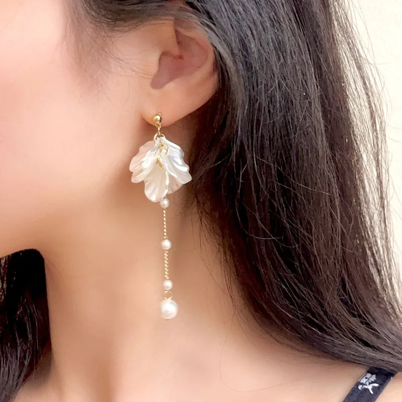 Modern Jewelry 925 Silver Needle Elegant Temperament Simulated pearl Tassel Earrings For Women Fashion Accessories Wholesale