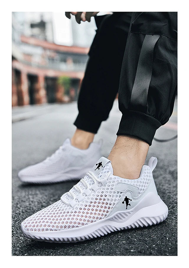 Men Sneakers Lightwhite Breathable Running Shoes for Men Mesh Summer Lace-Up Outdoor Walking Shoe Zapatillas De Deporte