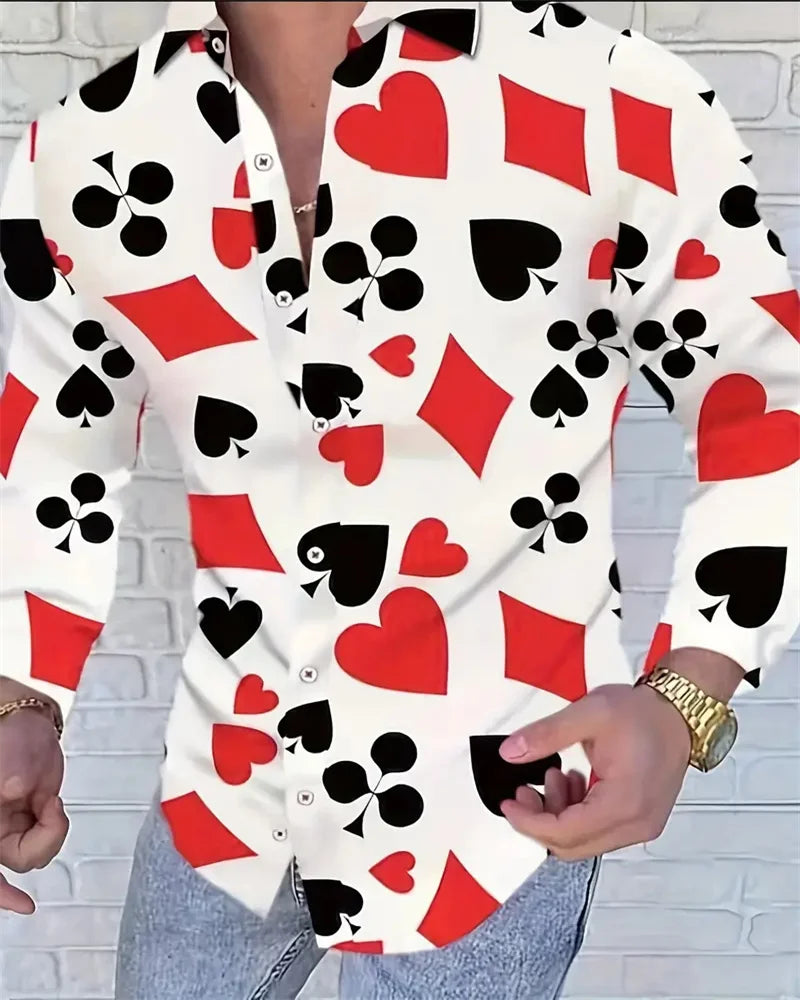 2024 Fashion Leopard Print Men's Long Sleeve Shirt Fashion Casual Button Lapel Tops Men's Spring  Autumn Top Men's Shirt