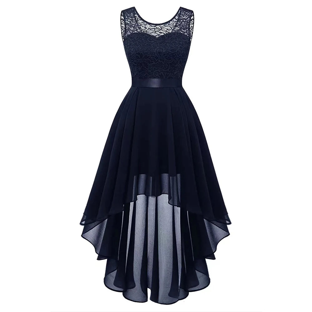 Lady Evening Gowns Dress Plus Size Formal Occas Lace Sleeveless Dress Elegant Solid Fashion Wedding Party Female Dresses