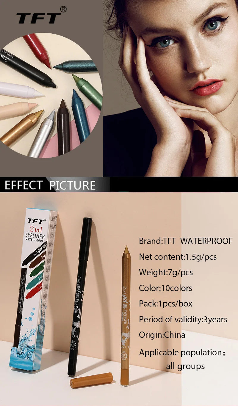 Waterproof Eyeliner Long Lasting Pencil Colourful Pigment Blue Black White Color Gel Eye Liner Pen Makeup Eye Beauty Cosmetics