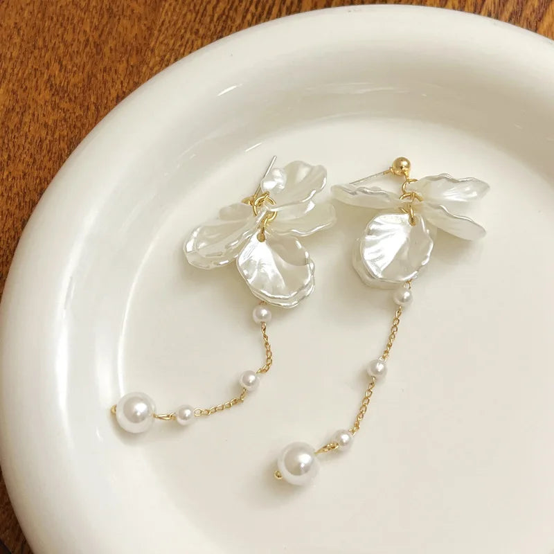 Modern Jewelry 925 Silver Needle Elegant Temperament Simulated pearl Tassel Earrings For Women Fashion Accessories Wholesale