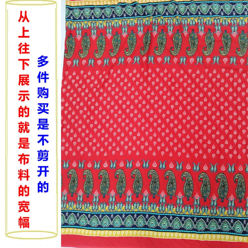 Summer Printed Rayon Fabric Soft Comfortable By The Meter for Women\'s Dress Shirts Diy Sewing Cloth Flowers Breathable Green