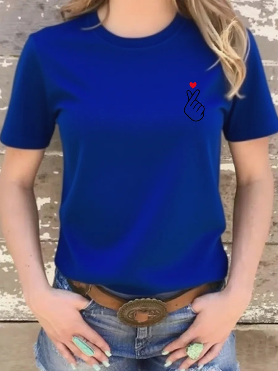 Finger Love Symbol T-shirt Finger Kpop Shirt Women Graphic T-Shirts Cute K-Pop Tee Short Sleeve Female Tops