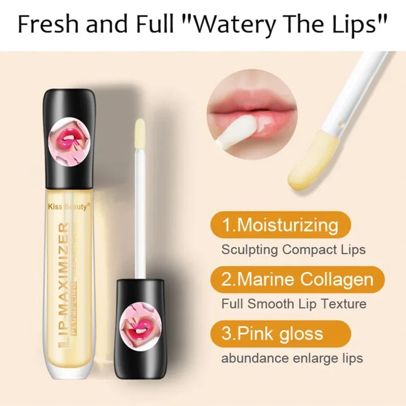 Lip Gloss Transparent Plumping Lip Oil Moisturizing Repairing Reduce Lip Fine Line Oil Brighten Enhance Lip Serum Cosmetics