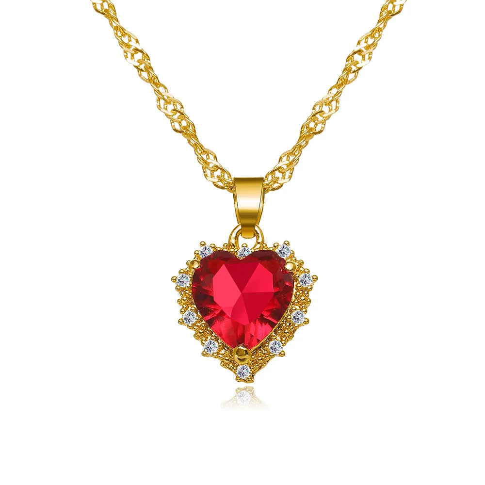 G&D Exquisite Lana Del Rey Necklace Majestic Princess Collection Ruby Crystal Heart Choker for Elegant Ladies Perfect Jewelry