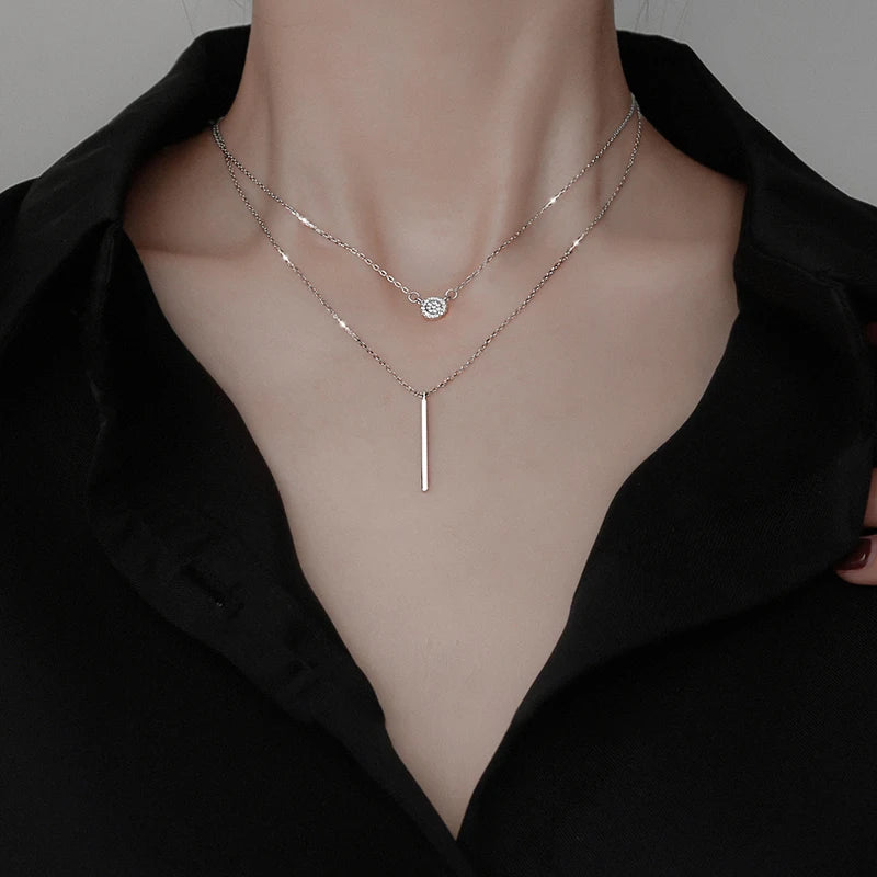 Popular Fashion Double Layer Pendant Necklace For Women Clavicle Chain Luxury Jewelry Chokers Accessories Gift 2022 New