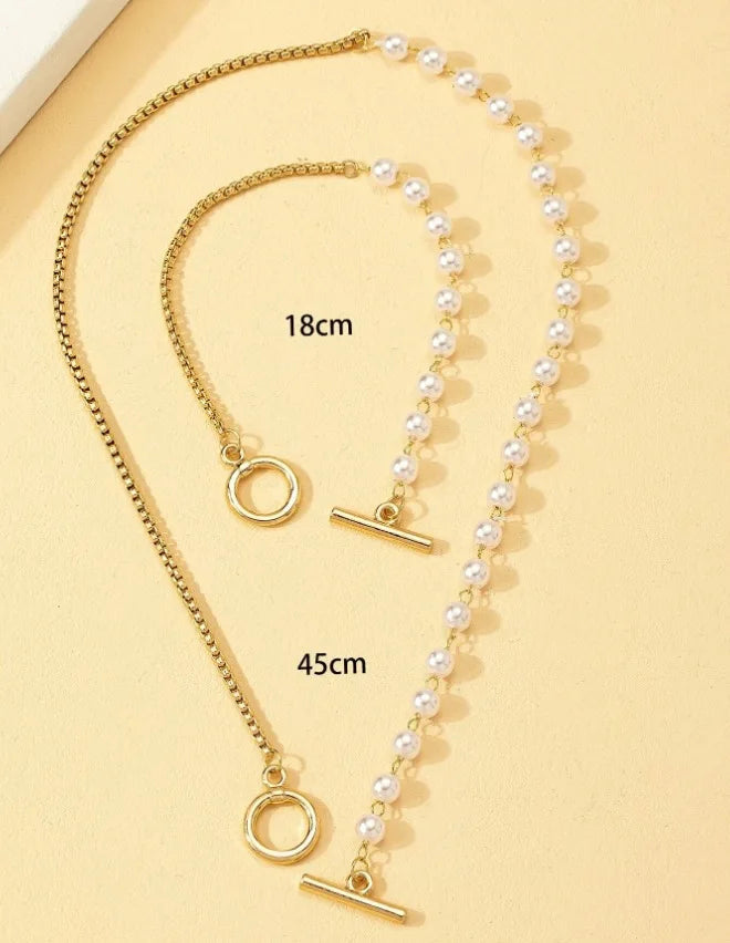 Bracelet Necklaces Jewelry Set Fashion Elegant Design Splicing Pearl Chain Light Luxury Jewelry Set for Women Серьги Женские