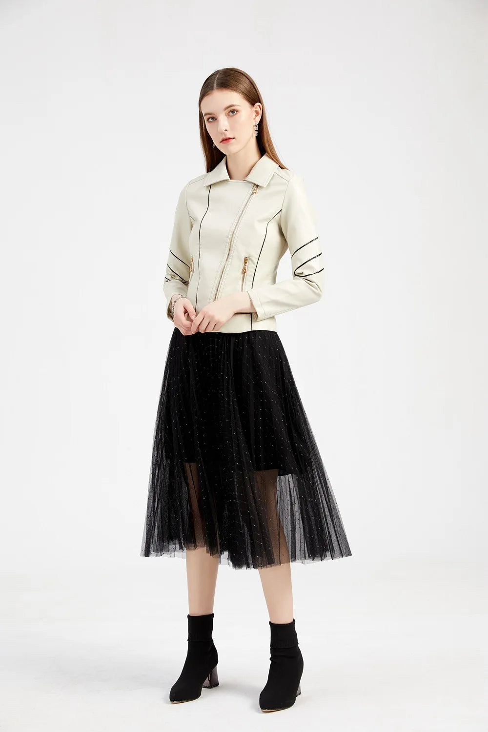 Red PU Faux Leather Jacket Women fashion Casual Biker Jackets Outwear Female Tops spring and autumn Black Leather Jacket Coat