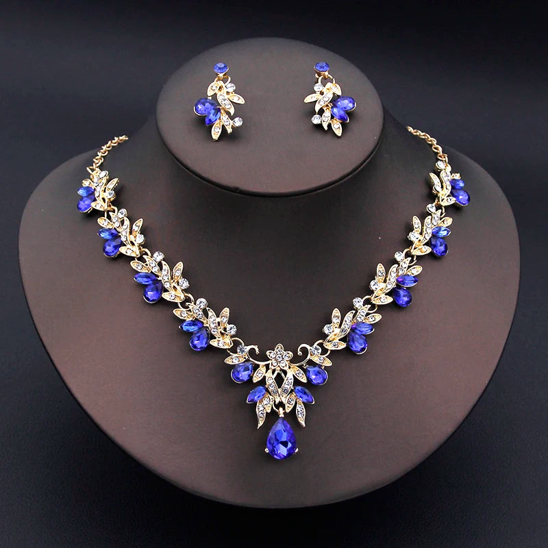14 Color Fashion Necklace Sets for Women Waterdrop Collar Choker Necklace Earring Jewelry Set for Prom Birthday Bridal Wedding