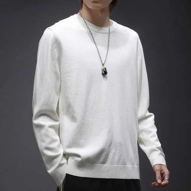 Sweater Men's Young Knitted Solid Color Casual Pullover Round Neck Sweaters