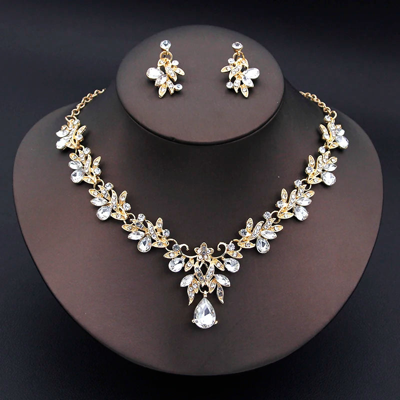 14 Color Fashion Necklace Sets for Women Waterdrop Collar Choker Necklace Earring Jewelry Set for Prom Birthday Bridal Wedding