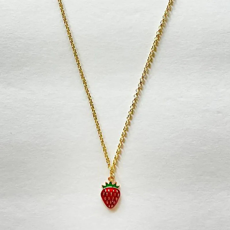 strawberry jewelry necklace earrings set y2k indie jewelry