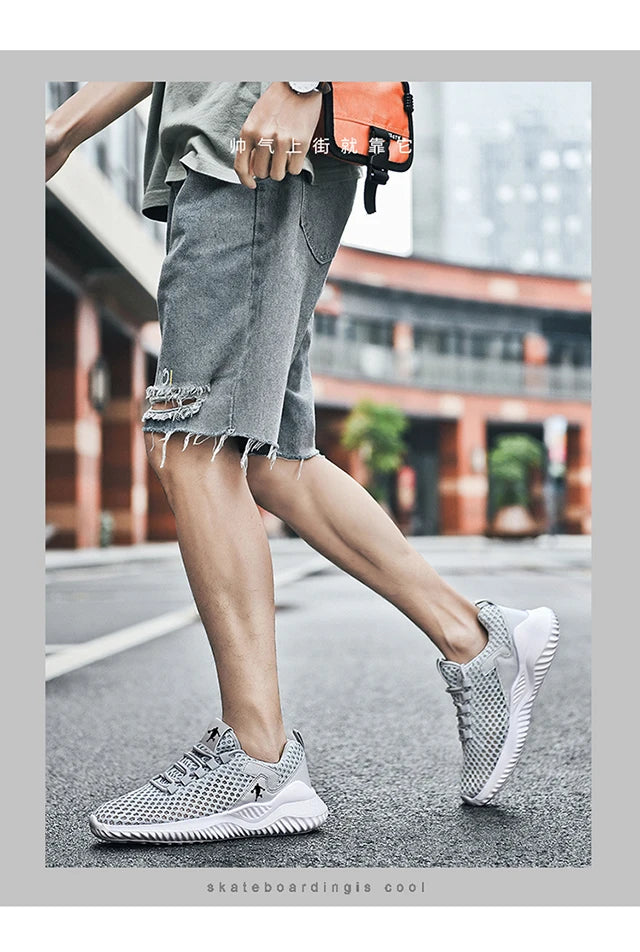 Men Sneakers Lightwhite Breathable Running Shoes for Men Mesh Summer Lace-Up Outdoor Walking Shoe Zapatillas De Deporte