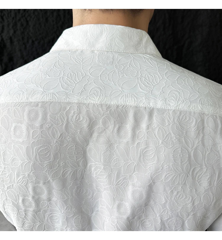 Camisas De Hombre Men Fashion Long Sleeve Jacquard Shirt High Quality Luxury Business Slimming Social Elegant Dress Casual Shirt