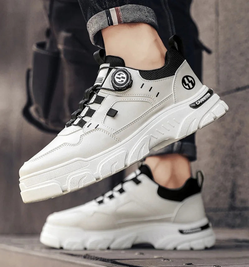 Sneakers Man Spring Trend Hot Sale Comfort Soft Soled Casual Shoes for Fashion Rotating Button Male Work Boots Zapatillas Hombre