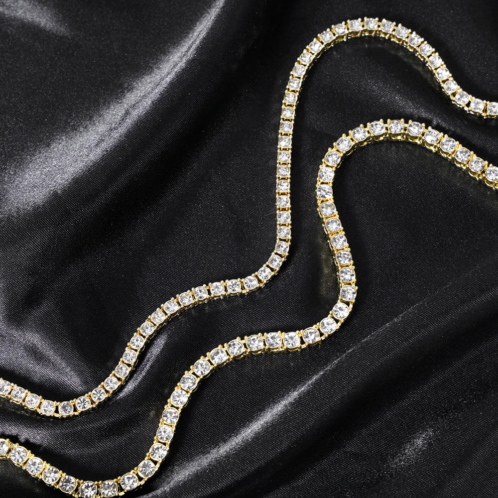 Classical 4MM Tennis Chain Iced Out Bracelet Necklace Men Fashion Hip Hop Jewelry Women 8/16/18/20/24inch Choker Punk Party Gift