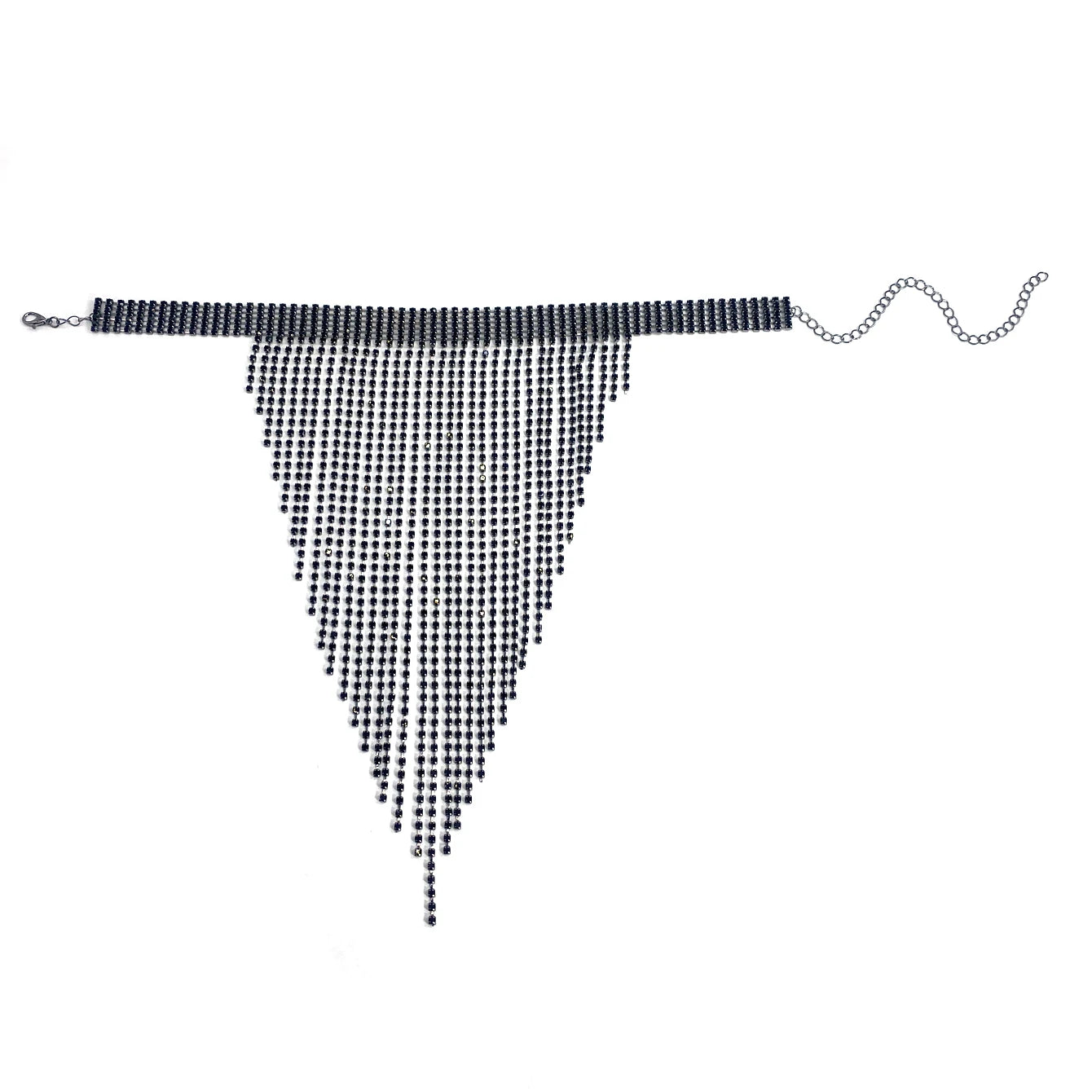 1PC Luxury Long Tassel Necklace Full of Rhinestone Ladies Crystal Necklace Banquet Party Wedding