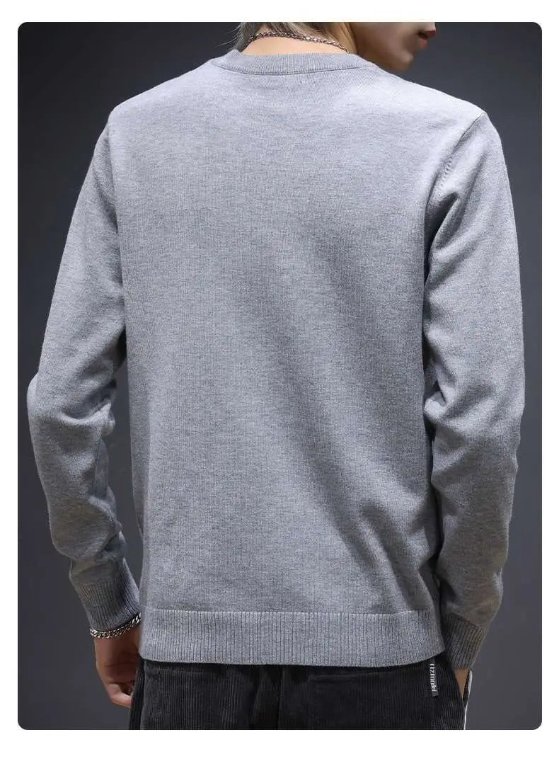 Sweater Men's Young Knitted Solid Color Casual Pullover Round Neck Sweaters