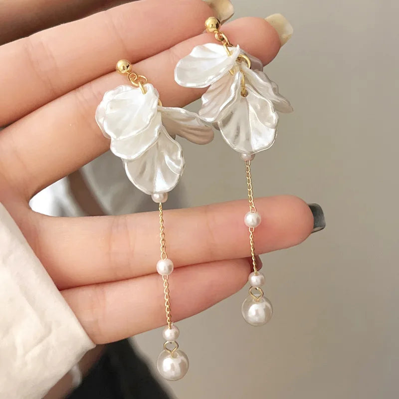 Modern Jewelry 925 Silver Needle Elegant Temperament Simulated pearl Tassel Earrings For Women Fashion Accessories Wholesale
