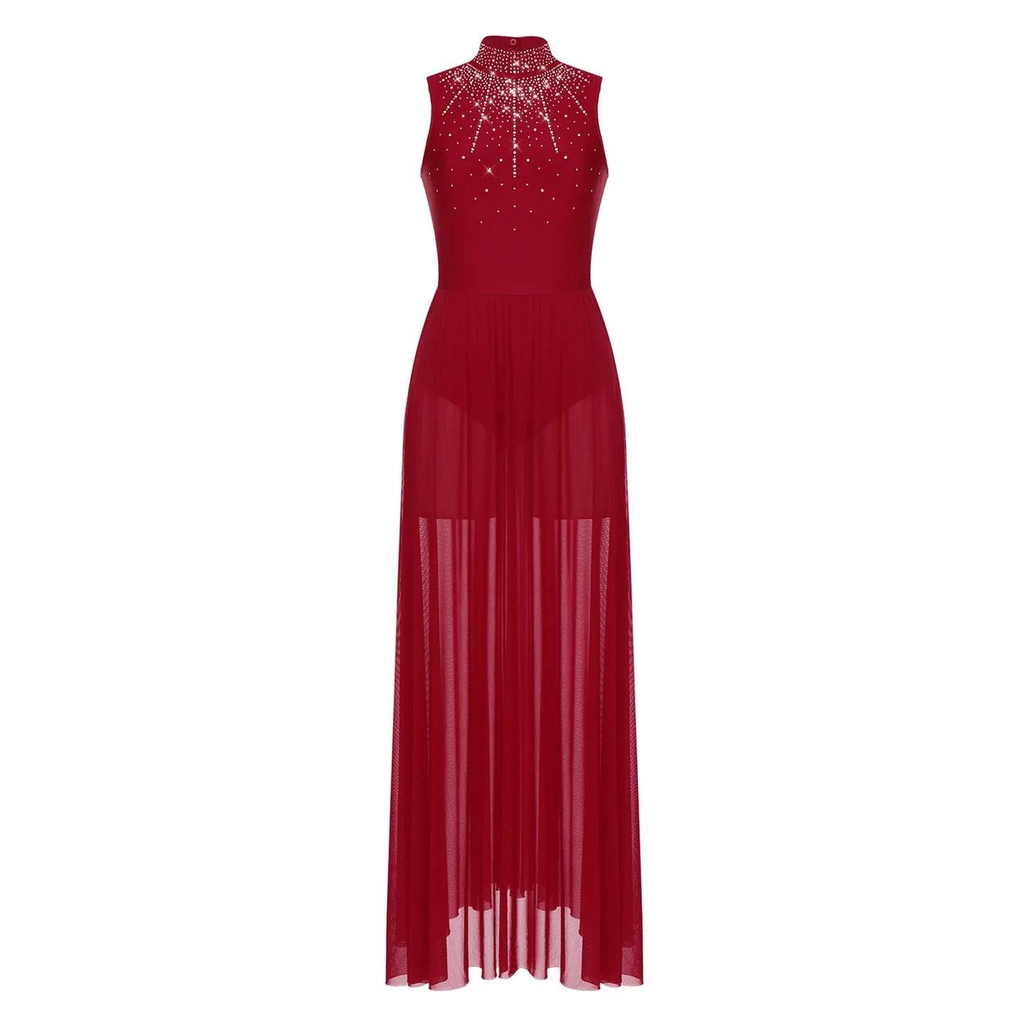 Womens Lyrical Dance Long Dress Cutout Back Full Length Overlay Leotard Costume Lady Latin Rumba Tango Maxi Dress Dancewear