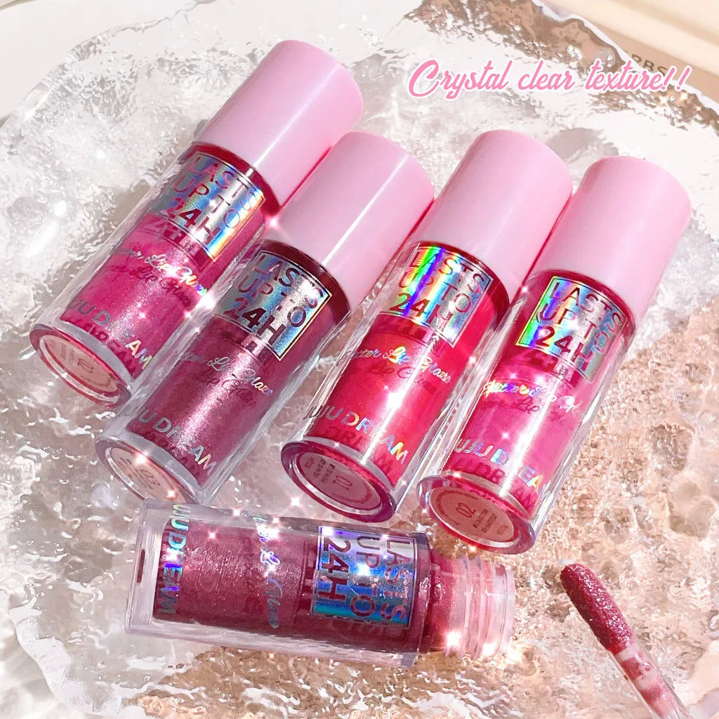 Flowing light Glitter Lip Glaze Long Lasting Lip Gloss Waterproof Liquid Lipstick Makeup Lip Oil Lip Tint Moisturizing