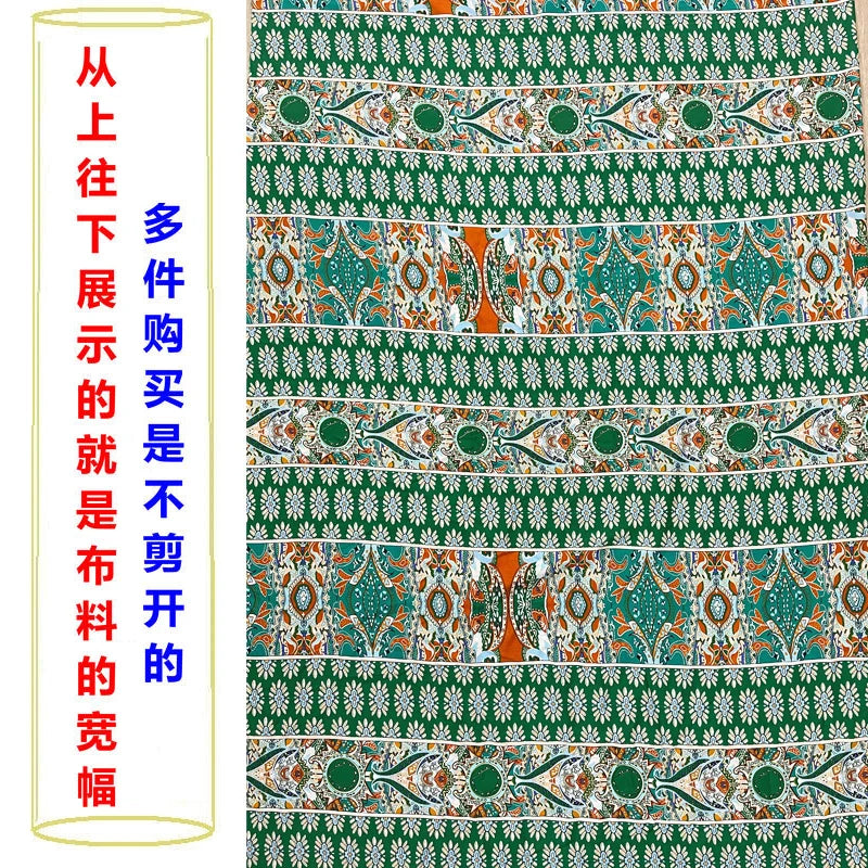 Summer Printed Rayon Fabric Soft Comfortable By The Meter for Women\'s Dress Shirts Diy Sewing Cloth Flowers Breathable Green