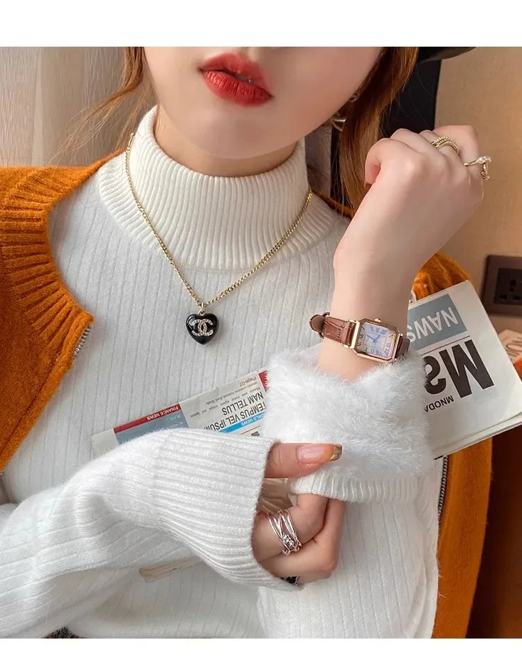 Sweater For Women Winter Thicken Turtleneck Slim Knit Pullover New Warm Plush Velvet Lined Knitwear Jumper Tops Casual Poleras