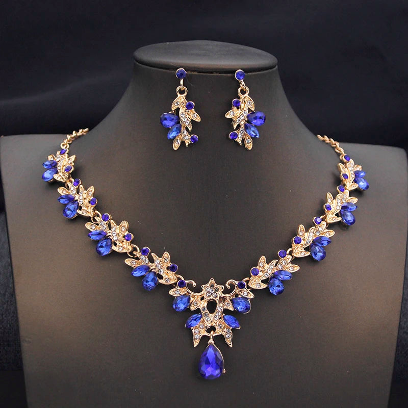 14 Color Fashion Necklace Sets for Women Waterdrop Collar Choker Necklace Earring Jewelry Set for Prom Birthday Bridal Wedding