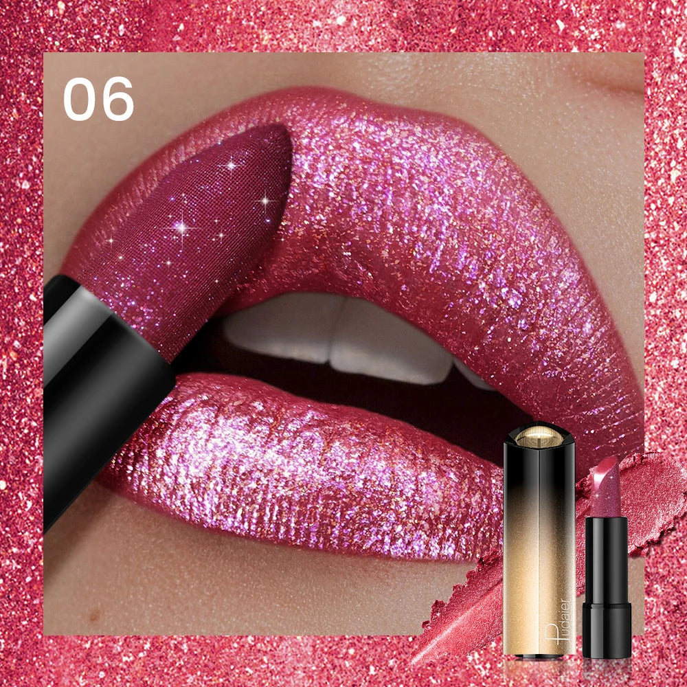Glitter Lipstick, a pressable pearlescent lipstick, is very shiny like crushed diamond particles, smooth and long-lasting, has a