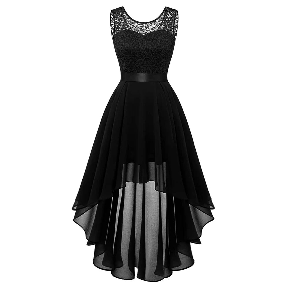 Lady Evening Gowns Dress Plus Size Formal Occas Lace Sleeveless Dress Elegant Solid Fashion Wedding Party Female Dresses
