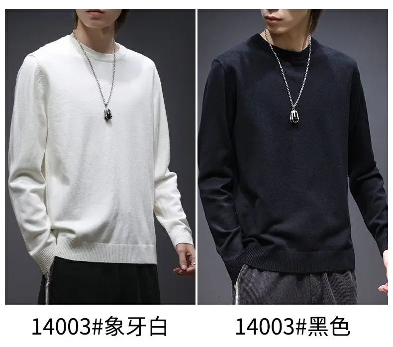 Sweater Men's Young Knitted Solid Color Casual Pullover Round Neck Sweaters