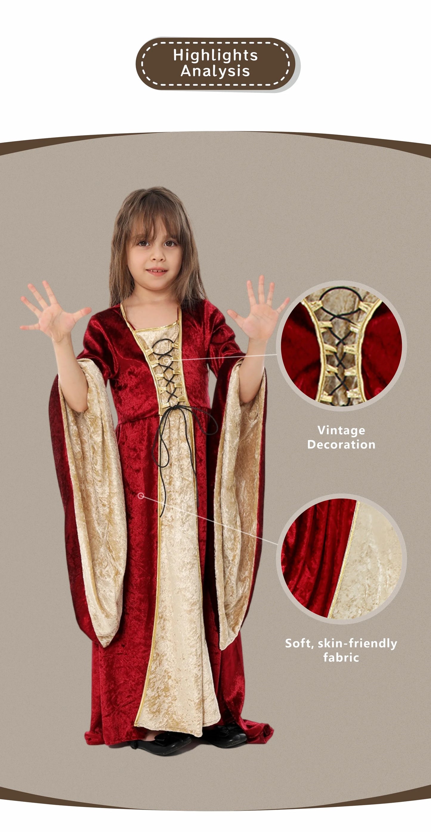 Renaissance Dress for Women Irish Medieval Dresses Victorian Female Costumes Halloween Cosplay Costume Masquerade Party Outf # 1