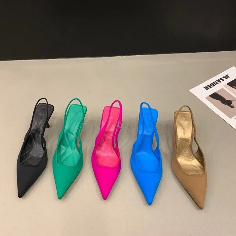 Ladies Shoes 2024 High Quality Slip on Women's Pumps Autumn Pointed Toe Solid Fashion Shallow Mouth High Heels