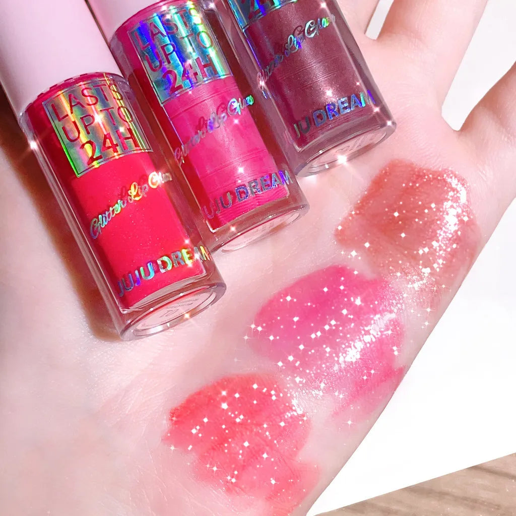 Flowing light Glitter Lip Glaze Long Lasting Lip Gloss Waterproof Liquid Lipstick Makeup Lip Oil Lip Tint Moisturizing