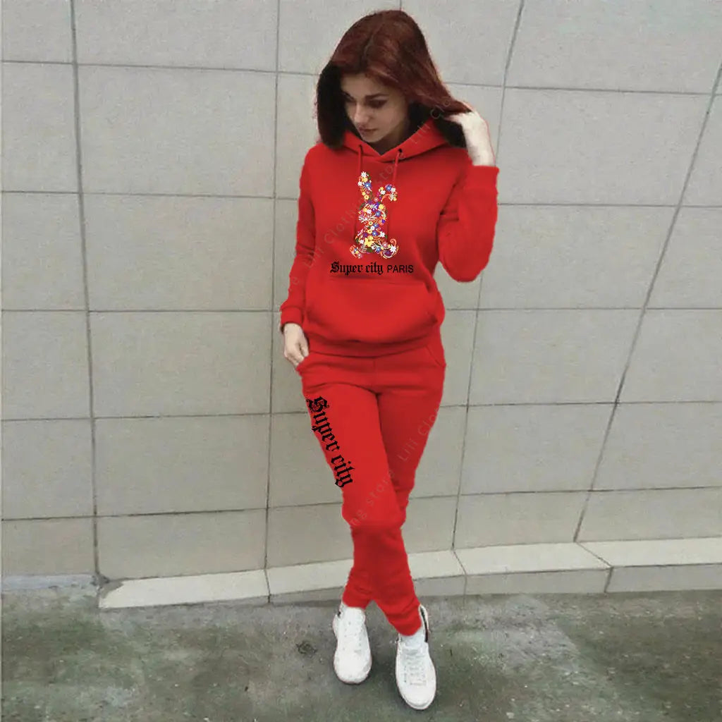 Women's Sets Hoodies Pants 2pcs Suit Aesthetic Sports Jogging Home Outdoor Fashion High quality Clothes Women Tracksuit Winter