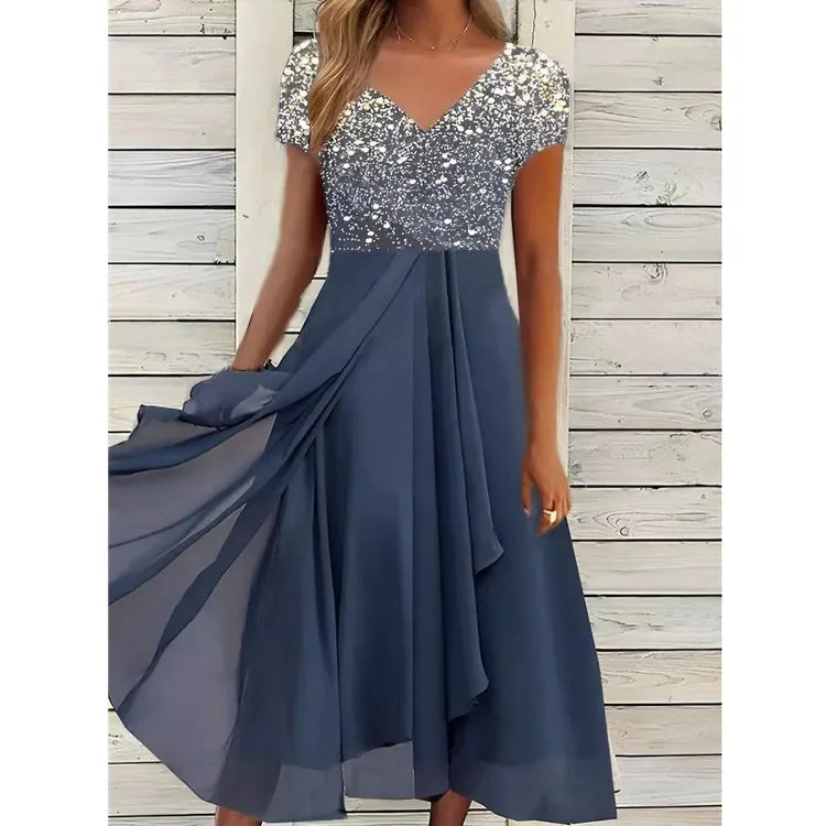 Women'S Dress Chiffon Elegant Lace Patchwork Dress Cut-Out Long Dress Bridesmaid Evening Dress   Vestidos 2025