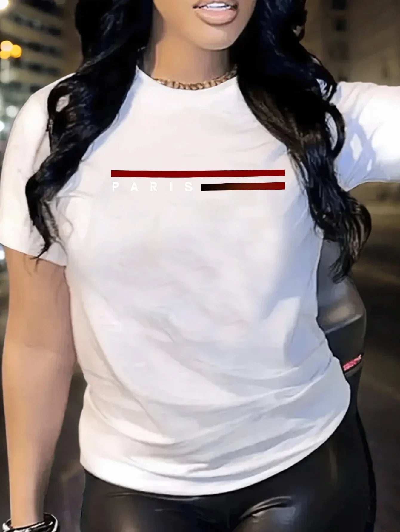 Polyester Spandex Versatile Summer Outfits Versatile Tshirt|Paris Shirt|Stretchy Women'S Print Casual Crew Sleeve Comfortable