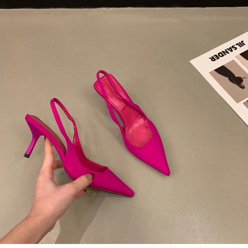 Ladies Shoes 2024 High Quality Slip on Women's Pumps Autumn Pointed Toe Solid Fashion Shallow Mouth High Heels